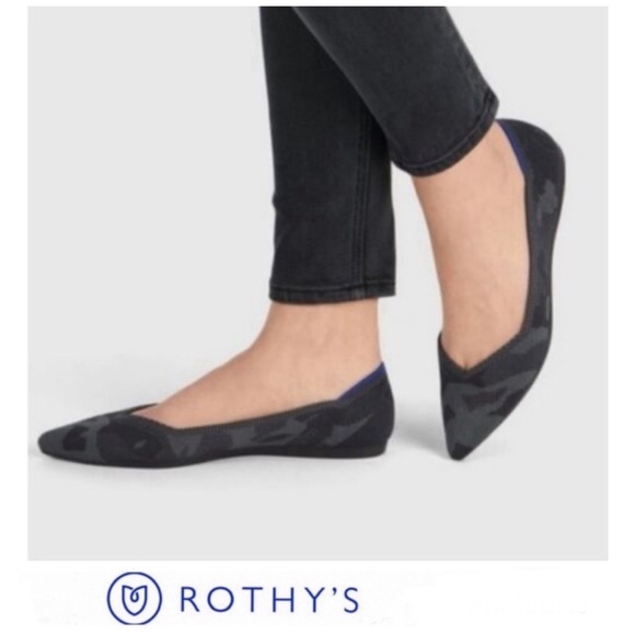Rothy's Shoes - ROTHY’S The Point Gray Camouflage Print Pointed Toe Slip On Ballet Flats Sz 9.5